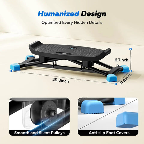 Durable Balance Board With Pro Strength Resistance Bands Home Cardio Stepper, 29.3x11.8x6.7in, smooth pulleys and anti-slip feet.