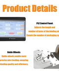 Top Tier Automatic Twist Tie Machine For Food Sealing Bread And Candy Bundling Plus Wire Harness Binding Tool With Durable Aluminum Build and PLC control panel close-up.