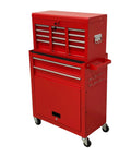 Hella Smooth Rolling 8 Drawer Tool Chest With Detachable Master Top Box And Cushioned Liners For Serious Gear Head Crew, red finish