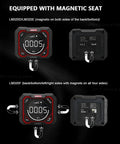 Pro Grade Laser Inclinometer And Digital Angle Meter For Absolute And Relative Readings Magnetic Inclinometer With LED Backlit Rotatable Screen 4x90 Degree Measurement Multi Unit Support MM Per Meter And Inches Per Foot Rechargeable 1000mAh Battery showing front and back magnet layouts