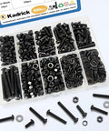 M4 Screw Kit With Nuts And Washers Kadrick 600Pcs Alloy Steel Grade 10.9 Hex Socket Button Head Bolts Black Finish