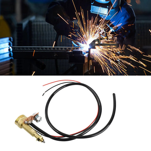 Euro Central Connector Torch Conversion Kit For MIG Welding Panel Socket Upgraded Welder Gear shown with sparks during operation