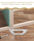 Stainless Steel Corner Brackets 4 Pack Heavy-Duty Wall Braces for reinforcing wooden frame joints on wooden floor