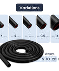 Silicone Vacuum Hose Five Eighth Inch ID Sixteen Millimeter 10 Ft Long High Temp 100 PSI Engine Automotive Vacuum Line Tubing Black