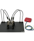 Hands Free PCB Probe Kit With Four SP10 Probes And Test Wires For Fine Pitch Components No Soldering Required setup on a base plate