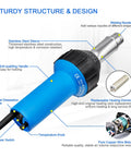 1600W Hot Air Plastic Welder Kit For Roofing And Vinyl PVC TPO Repairs, handheld welding torch with labeled features