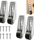 Heavy Duty Vertical Track Roller Wheels 4 Pack Slick Rolling Soft Rubber Casters For Barn Door Cabinet Gate Drawer 110 Lbs Capacity Smooth As Butter Glide, with installation screws and drill.