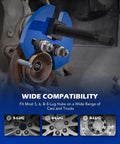 Orion Motor Tech wheel hub removal tool kit in blue mounted on a car hub