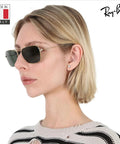 Square Shape Non-Polarized Sunglasses for Men and Women With G-15 Green Lens worn by model, side view
