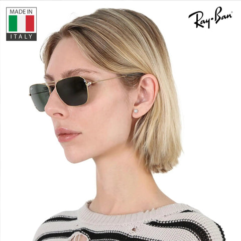 Square Shape Non-Polarized Sunglasses for Men and Women With G-15 Green Lens worn by model, side view