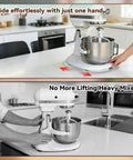 Heavy Duty Stand Mixer Slider For K5SS And Pro 500 Series in use on kitchen countertop, demonstrating easy glide and stable fit.