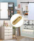 Two Pack Brushed Gold Stainless Steel Flush Pull Handles With Side Hole Oval Embedded Recessed Finger Pulls