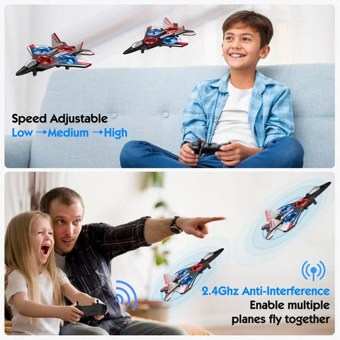 Foam Remote Control Airplane For Kids And Beginners With LED Lights Altitude Hold 360 Degree Flip Stunts in living room