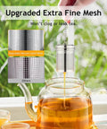 Two Pack Extra Fine Micron Mesh Tea Infusers With Extended Chain Hook For Loose Leaf Tea And Spices in teapot