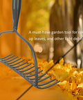 5 Ft Metal Lawn Rake With Level Head And 14 Tough Tines Stainless Steel Handle for Debris Cleanup and Lawn Care
