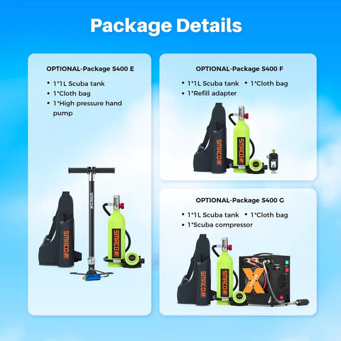 Package details of 1L Mini Scuba Tank Portable Underwater Breathing Oxygen Cylinder Pony Bottle For Emergency Rescue Backup Air Source S400