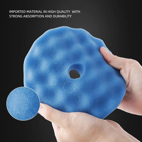 Blue foam pad from Color Coded Pro Grade Waffle Foam Buffing Pads And Wool Pad Kit For 5 Inch Backing Plate Car Polisher Boat Polishing Waxing 7 Piece Set
