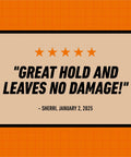 Customer review image for Natural Tan Mounting Putty For Posters And Photos with five stars and positive feedback on no wall damage.