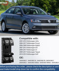 Driver Side Master Power Window Switch Replacement For VW Jetta, Passat, Golf, GTI, Rabbit, CC Front Left shown with compatible VW models.