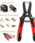 Ratcheting Crimping Tool Kit Pro Grade With Six Interchangeable Dies for versatile wire cutting and crimping, ergonomic design