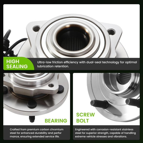 Front Wheel Bearing Hub Assembly 513234 with ABS sensor, dual-seal technology, premium carbon chromium steel for Jeep models.
