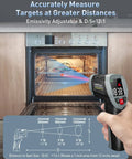 3 In 1 Infrared Thermometer Gun For Cooking, Grilling, Pizza Oven And Engine, Must Have Quick Minus 58F To 1112F Readings In 0.5s, Adjustable Emissivity, Pro Grade Digital Laser Temperature Gun, Includes Meat Probe And Carry Case. Measuring oven temperature