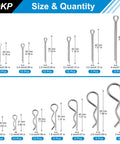 110 Piece Hardware Pins Set With Zinc Plated R Clips And U Type Cotter Pins 13 Popular Sizes with itemized size display