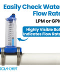 Flow Meter For Three Inch PVC Or Galvanized Pool Piping Top Mount Horizontal Install 100 To 300 GPM With Clear Acrylic Body