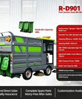 Heavy Duty Industrial Floor Sweeper Machine For Warehouses And Factories with dual bins and high-pressure water system.