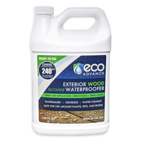 Game Changing No Hassle Exterior Wood Waterproofer And Heavy Duty Siloxane Sealant Spray On Application Protecting Decks Siding Fences Safe For Pets And Family One Gallon in ready-to-use container.