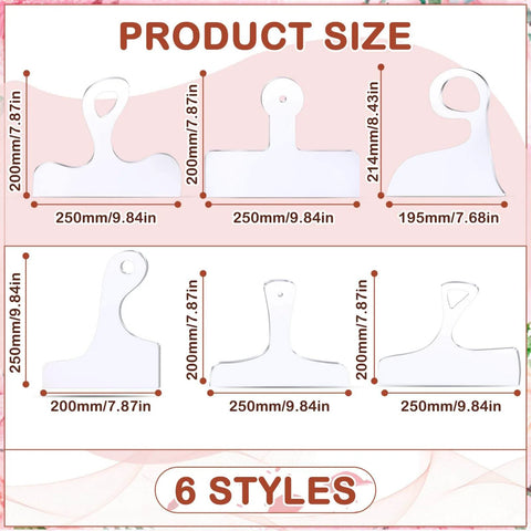 Six Piece Acrylic Router Template Set For Charcuterie Boards And Cutting Boards Two Sizes With Thick Handle Angled Curvy