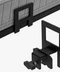 Keep Your Mattress Locked Tight With These Adjustable Non Slip Grippers For Metal Bed Frames And Box Springs Quick No Tools Setup Stops Nighttime Shifting Cold 6 Piece Retainer Bars Black close-up of black metal retainer bar on mattress edge