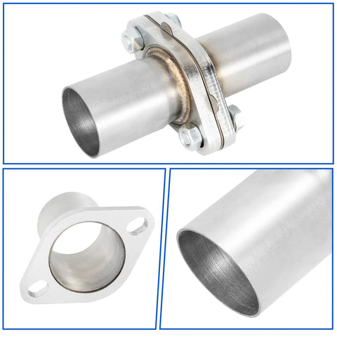 Exhaust Flange Repair Pipe Kit 2.5 Inch ID To 2.5 Inch OD With Stainless Steel Gasket And Two Bolts Quick Fix Do It Yourself Ready