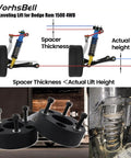 Diagram showing installation of 2.5 Inch Front Strut Spacers And 1.5 Inch Rear Lift Spacer Kit For Ram 1500 4WD 4X4 2009-2022