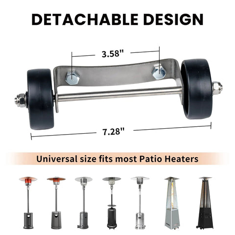 Patio Heater Wheel Kit With Stainless Steel Bracket And Two Wheels For Outdoor Gas Heaters With Round Base Replacement And Move It Easy Mobility Upgrade Durable And Simple To Move