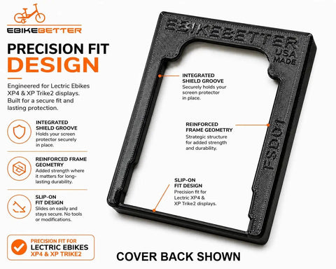 Back view of Lectric XP 4.0 And XP Trike2 Screen Protector Cover With Clear TPU Shield showing precision fit design