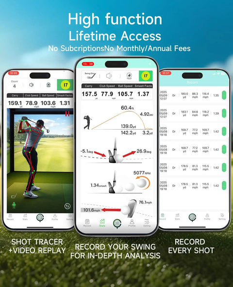 Golf Launch Monitor Pro X1 Plus For Home And Training, Real Time Swing Analysis With Spin Rate Spin Axis And Swing Speed app display