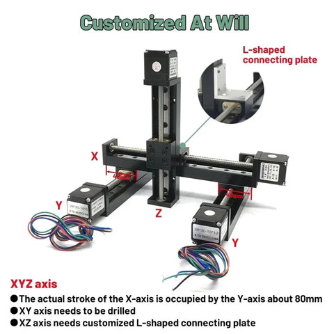 Dual Axis Or Triple Axis T06 Lead Screw Linear Sliding Stage Kit For Desktop Positioning Equipment Gantry Frame Build With Integrated Rail System And Smooth Transmission For Dope Precision Robotic Or Fixture Setup, XYZ view