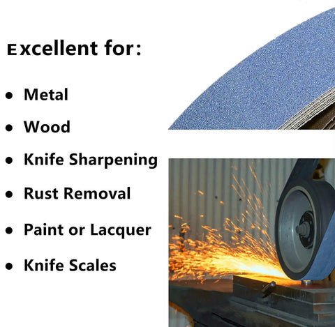 Heavy Duty Pro Grade 4 X 36 Inch Belt Sander Belts Set With Zirconia Metal Sandpaper Belts showing usage on metal and wood