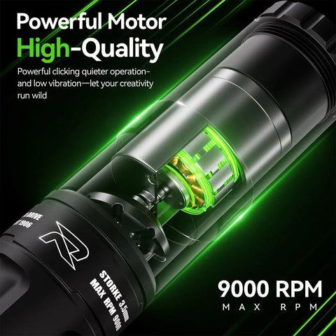 Close-up of Tattoo Gun Kit Wireless Machine motor showcasing powerful motor design and high RPM for efficient tattooing.