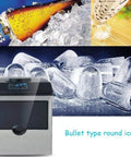 Portable Countertop Ice Maker Cranks Out 55 Pounds Daily In Under 8 Minutes With Zero Sweat, Boasts Three Sizes And Push Button Clean, Beat The Heat Setup For Backyard Hangouts with bullet ice in ice-filled cooler.