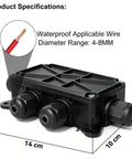 IP65 Waterproof Outdoor Junction Box With Cable Glands For Lever Nut Connectors, side view showing size dimensions
