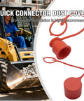 Three Pack Three Quarter Inch Flat Face Hydraulic Quick Coupler Dust Caps and Plugs Red Rubber Skid Steer Coupling Covers Replacement for Bobcat