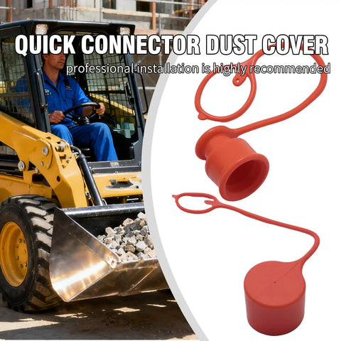 Three Pack Three Quarter Inch Flat Face Hydraulic Quick Coupler Dust Caps and Plugs Red Rubber Skid Steer Coupling Covers Replacement for Bobcat
