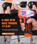 Hand holding 8V cordless drill from 139 Piece Tool Set With 8V Cordless Drill Driver In Sturdy Toolbox Case Must Have Home Repair Kit