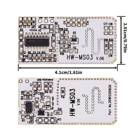 Microwave Sensing Module For Garage Lighting And Building Automation, compact 4.1 x 2.01 cm PCB motion detector