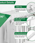 8 Pack White Steel Wire Shelf Brackets 17 Inch Heavy Duty Closet Support Hardware With Quick Snap Clips And End Caps For Zero Hassle Setup and Dope Storage Upgrades with wall clips and end brackets.