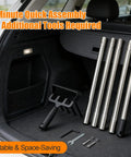Disassembled Two In One Heavy Duty Garden Hoe With Sixty Inch Adjustable Handle in car trunk