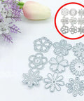 Nine Piece Flower Die Set For Card Making And Scrapbooking, Carbon Steel Cutting Dies For Floral Patterns And Snowflake Designs