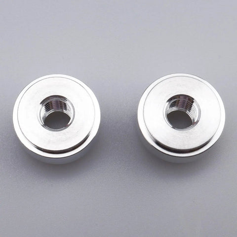 Top Shelf 6061 T6 Aluminum Female M8 X 1.25 Metric Weld On Mounting Boss Bung Fitting with shiny surface finish.